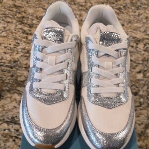 Toms Silver and White Athletic Shoes